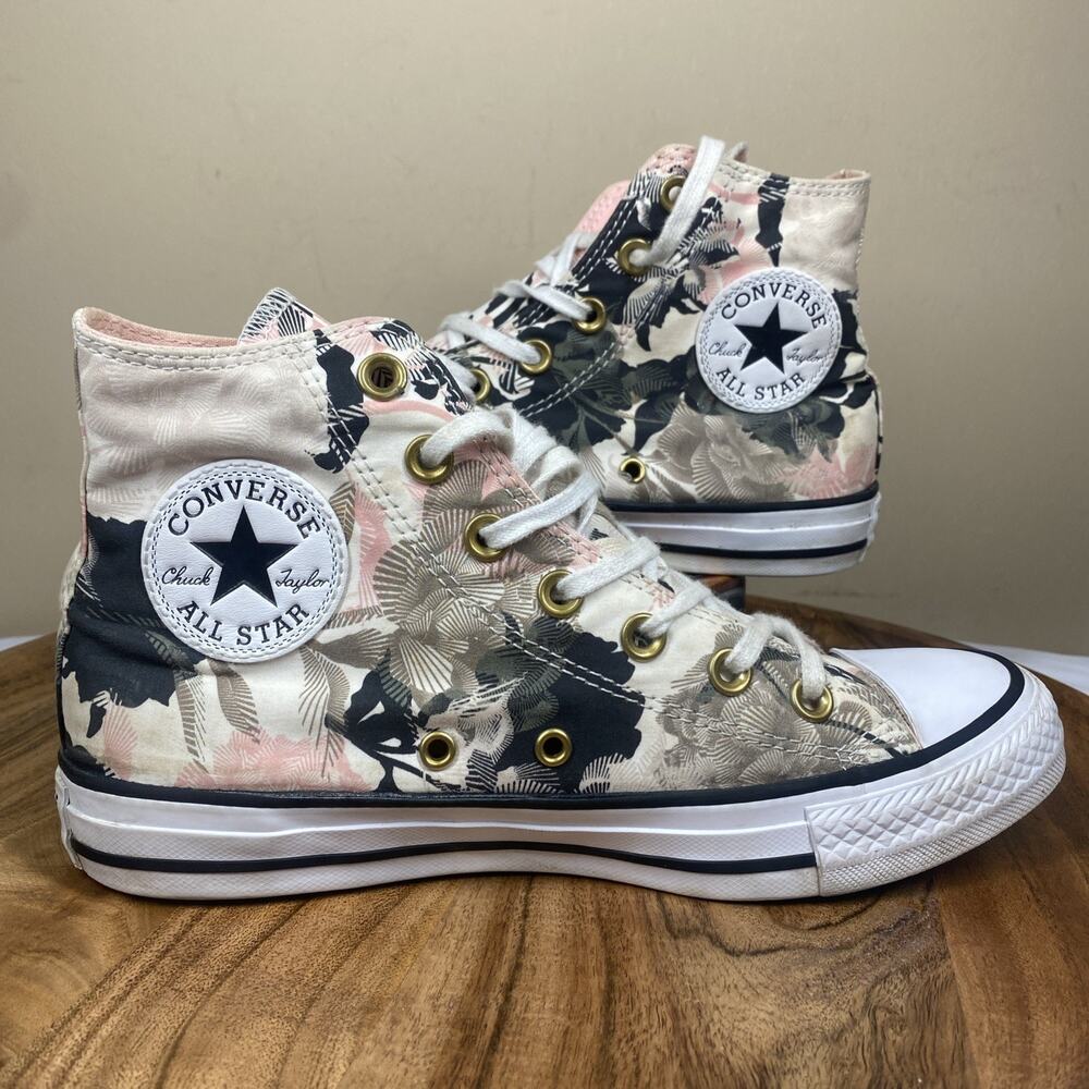 Converse Floral print pink Womens Pink White Size 7 High Top Shoes 561640F‎